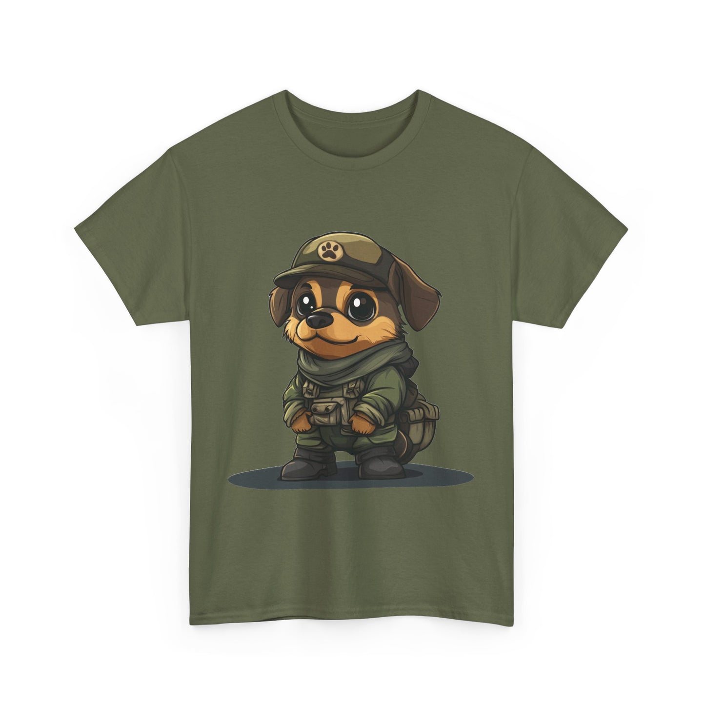 Funny Dog Soldier Tee, Cute Military Dog Cartoon Unisex Heavy Cotton Tee , Pet Lover Gift, Gift for Dog Owners, Gift for Army Fans