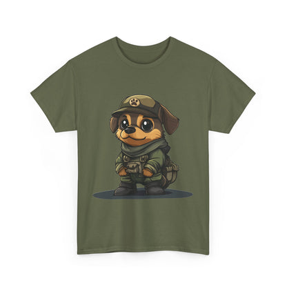 Funny Dog Soldier Tee, Cute Military Dog Cartoon Unisex Heavy Cotton Tee , Pet Lover Gift, Gift for Dog Owners, Gift for Army Fans