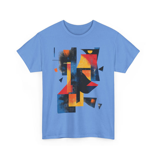 Abstract Geometric Art T-Shirt, Colorful Unisex Heavy Cotton Tee, Modern Artistic Shirt, Bold Graphic Print Tee