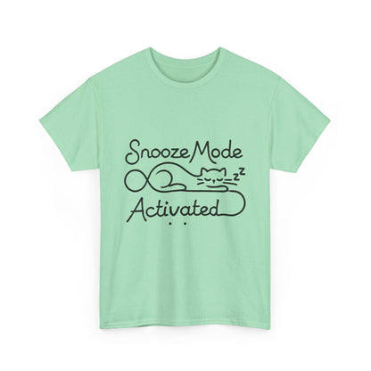 Cotton T-Shirt for Cat Lovers, Funny Sleeping Cat Tee,  Lazy Mood Graphic, Women's Heavy Cotton T-Shirt Gift for Cat Lovers