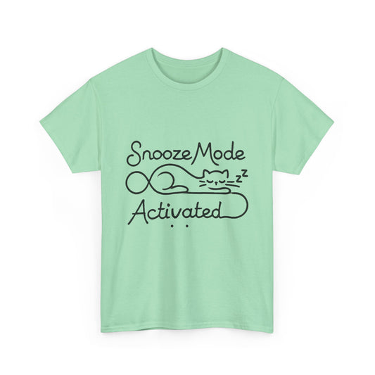 Cotton T-Shirt for Cat Lovers, Funny Sleeping Cat Tee,  Lazy Mood Graphic, Women's Heavy Cotton T-Shirt Gift for Cat Lovers