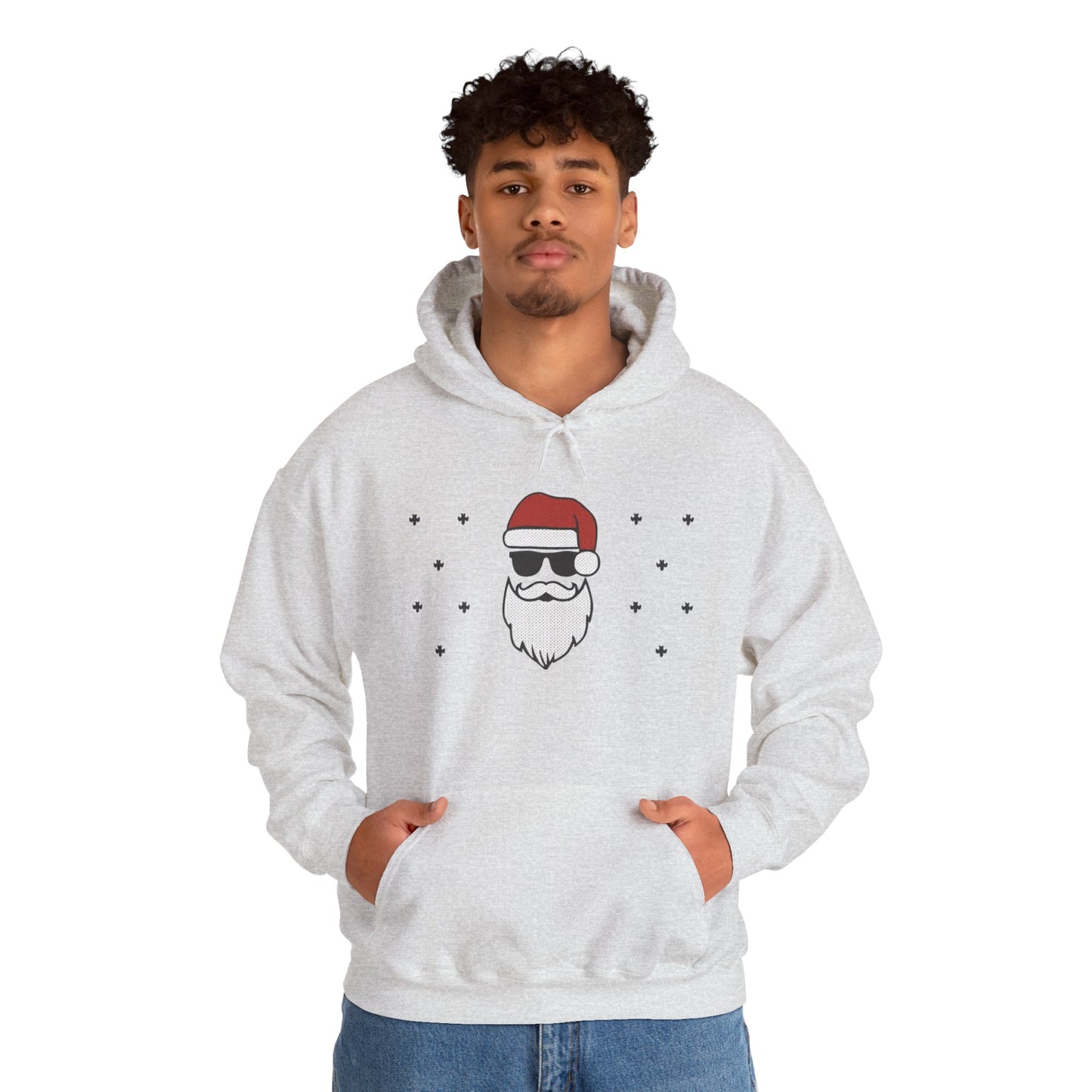 Cool Santa Men's Hoodie, Funny Christmas Sweatshirt, Retro Knit Holiday Style