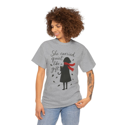 Cat Lover Womens T-Shirt, Whimsical Hand-Drawn Illustration Tee, Artistic Minimalist Gift for and Introverts, Cute Animal Apparel
