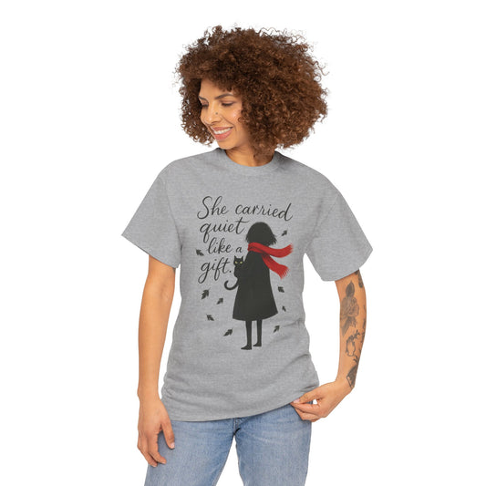 Cat Lover Womens T-Shirt, Whimsical Hand-Drawn Illustration Tee, Artistic Minimalist Gift for and Introverts, Cute Animal Apparel