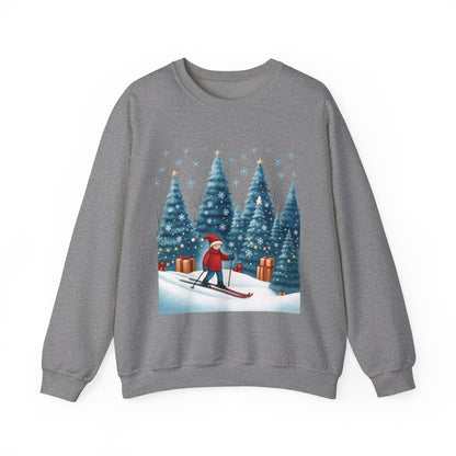 Womens Christmas Skiing Sweatshirt, Cozy Winter Holiday Pullover, Women's Heavy Blend™ Crewneck Sweatshirt