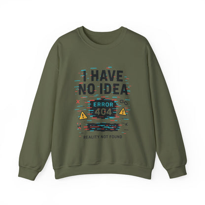 Error 404 Humor Crewneck Sweatshirt, Comfy Unisex Oversized Sweater, Fun Casual Wear, Tech Lover Gift, Everyday Loungewear