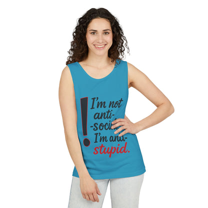 Anti-Social Womens Tank Top, Funny Graphic Summer Apparel, Beachwear, Humorous Womens Tee, Graphic Tee for Introverts & Thinkers