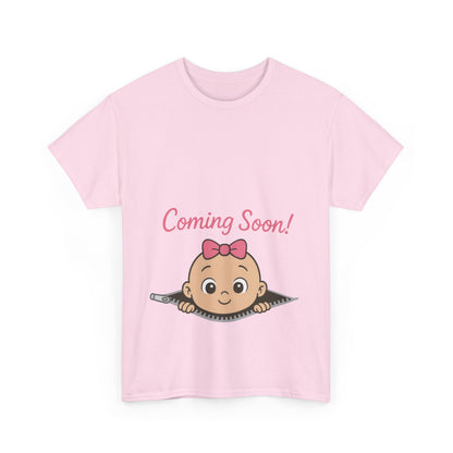 Coming Soon Maternity T-Shirt, Cute Baby Girl Pregnancy Announcement Shirt, Expecting Mom Gift, Gender Reveal Tee, Baby Shower Gift
