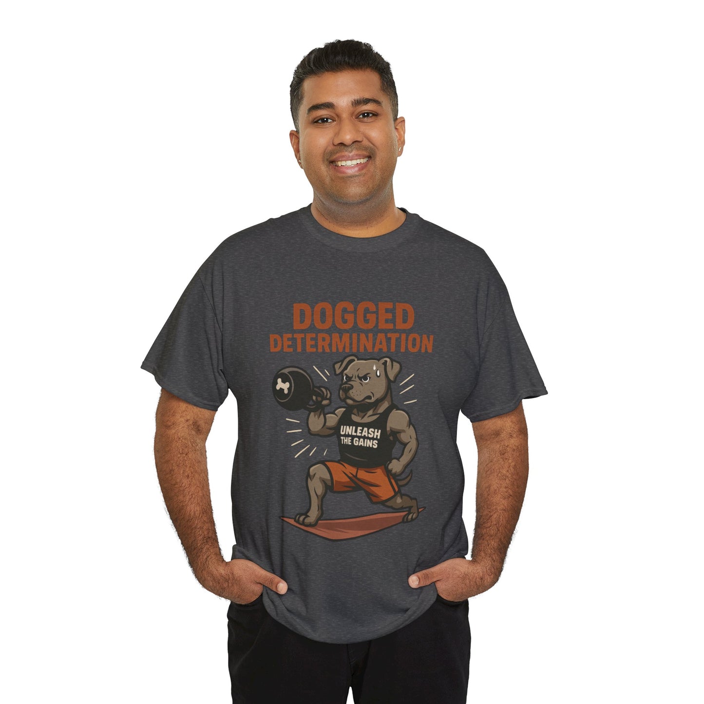 Funny Gym Dog T-Shirt for Men, Workout Bulldog Graphic Tee, Fitness Motivation Shirt, Dog Lover Gift, Dogged Determination Gym Tee