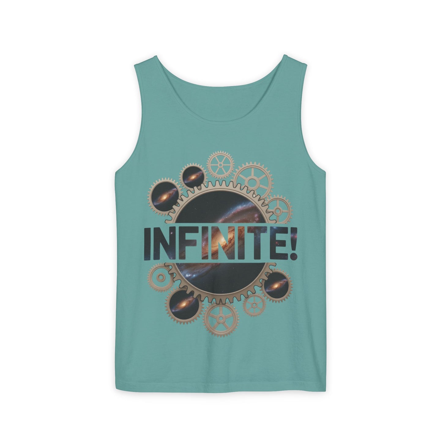 Men's INFINITE! Steampunk Space Gears T-Shirt, Cosmic Mechanical Design Tee for Sci-Fi & Engineering Lovers, Workout Shirt