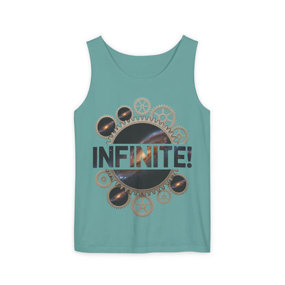 Men's INFINITE! Steampunk Space Gears T-Shirt, Cosmic Mechanical Design Tee for Sci-Fi & Engineering Lovers, Workout Shirt