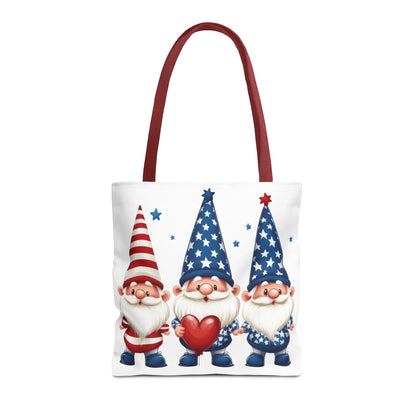 Patriotic Gnome Tote Bag, Stars and Stripes Reusable Grocery Bag, Cute Gnome Summer Bag, Holiday Gift Tote, Eco-Friendly Shopping Bag