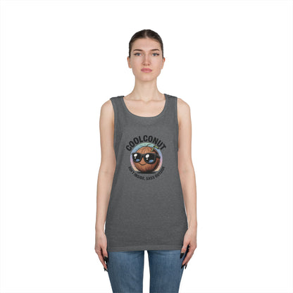 Coolconut Unisex Heavy Cotton Tank Top - Fun Summer Tee, Cute Beach Outfit, Vacation Wear, Gift for Him or Her, Trendy Summer Apparel