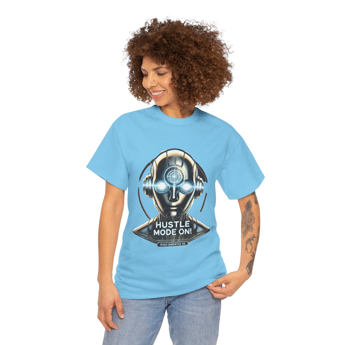 Hustle Mode On Robot T-Shirt, Cyborg Hustle Unisex Tee, Graphic T-Shirt for Gamers & Tech Lovers, Graduations, Motivational Wear