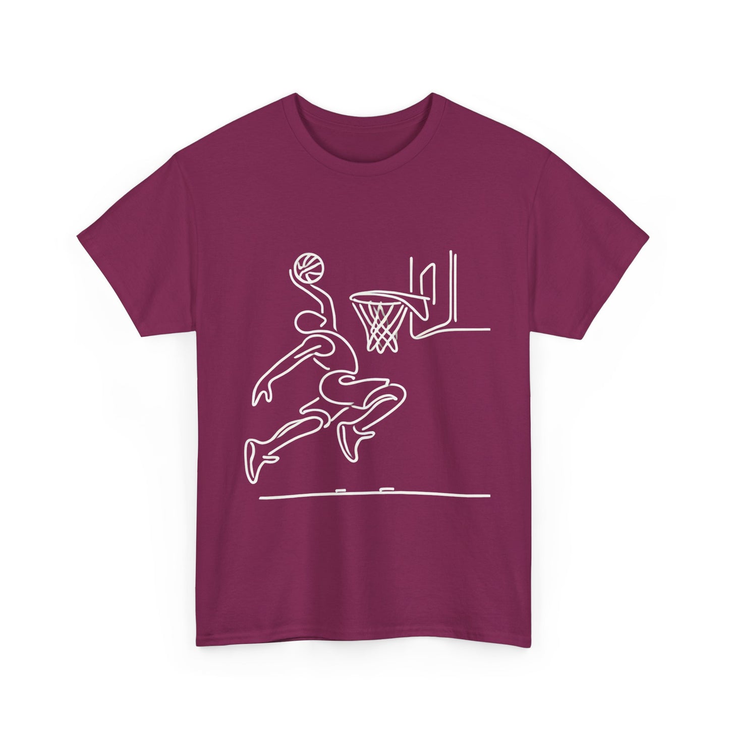 Basketball Slam Dunk Line Art Shirt, Unisex Heavy Cotton Tee, Sportswear, Gift for Athletes, Streetwear, Basketball Player T-Shirt