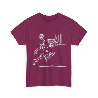 Basketball Slam Dunk Line Art Shirt, Unisex Heavy Cotton Tee, Sportswear, Gift for Athletes, Streetwear, Basketball Player T-Shirt