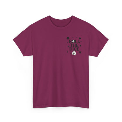 Queen of Luck Front & Back Print unisex T-Shirt, Roll the Dice Tee for Men, Vintage Gambling Shirt, Casino Gift, Poker Gift, Card Games Gift