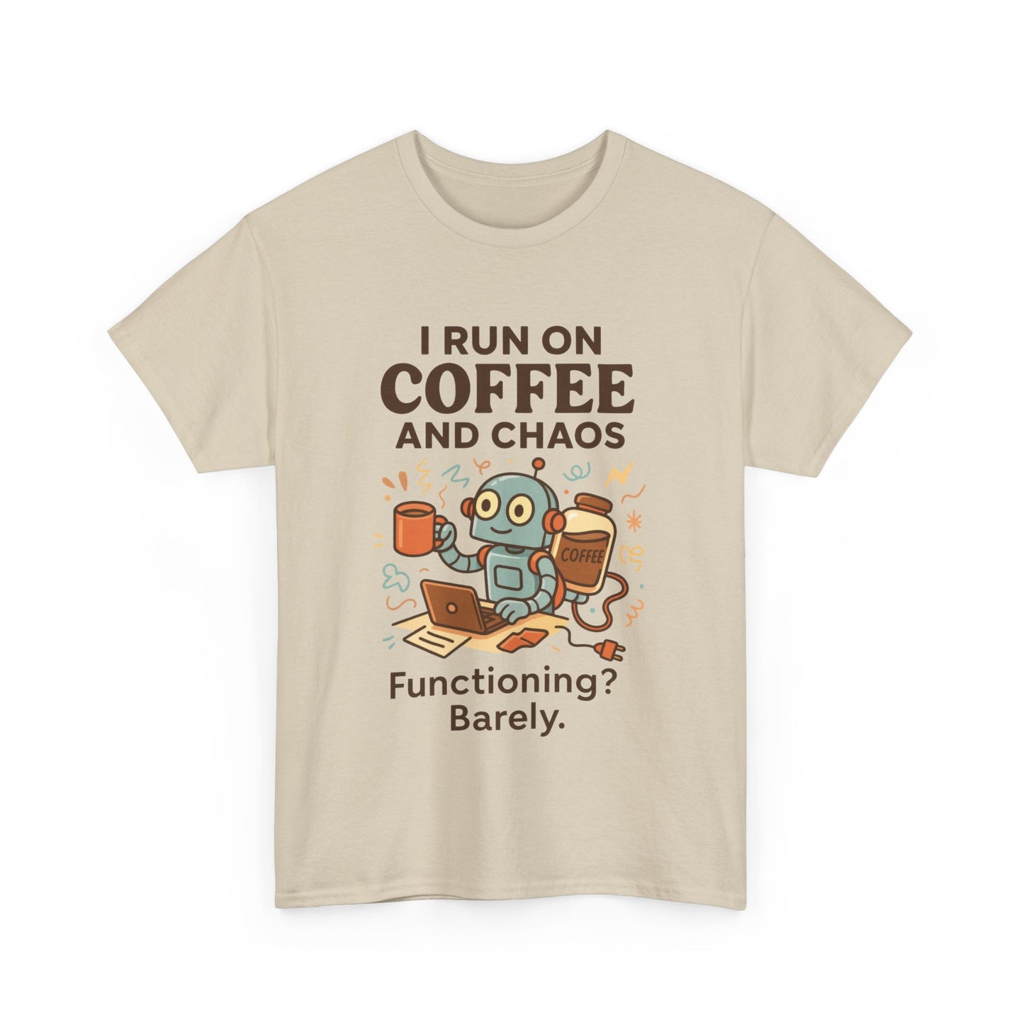 I Run on Coffee and Chaos Unisex Heavy Cotton Tee, Funny Coffee Lover Shirt, Gift for Him/Her, Work from Home Humor Tee, Relaxed Fit [...]