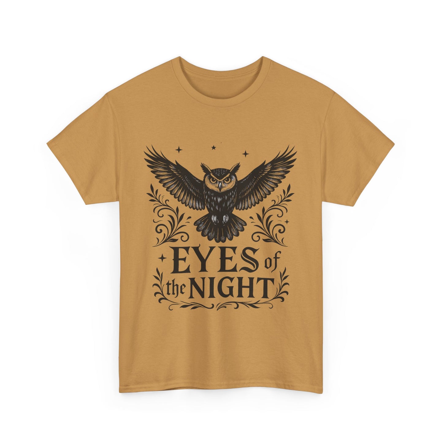 Cool Owl Graphic Unisex Heavy Cotton Tee, Flying Owl Art T-Shirt, Animal Print Tee, Gothic Bird Graphic Tee, Mens Gothic Style Shirt