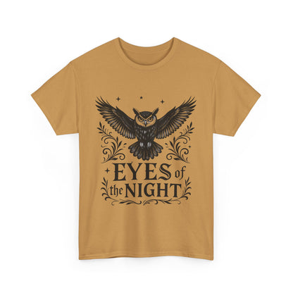 Cool Owl Graphic Unisex Heavy Cotton Tee, Flying Owl Art T-Shirt, Animal Print Tee, Gothic Bird Graphic Tee, Mens Gothic Style Shirt
