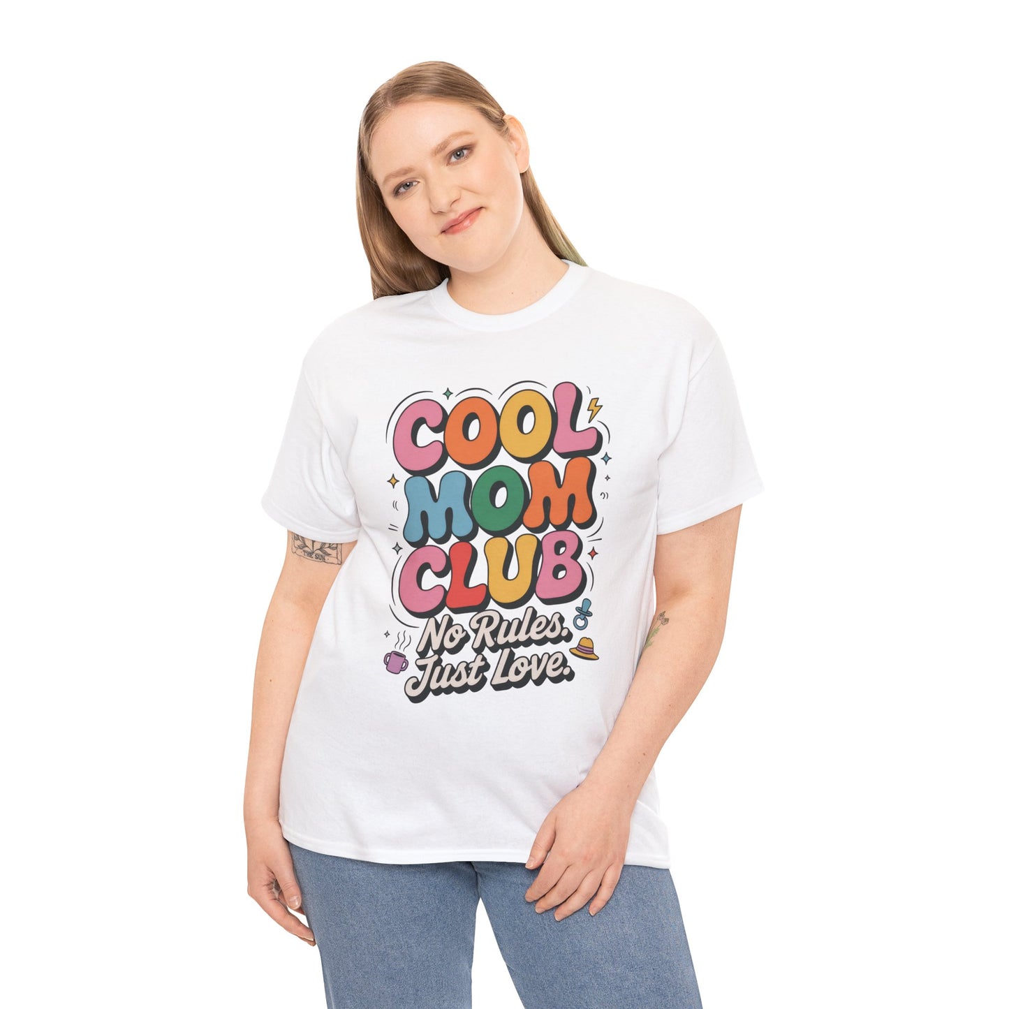 Cool Mom Club Tee, Fun Cotton T-Shirt for Moms, Mothers Day Gift, Parenting Humor Apparel, Fun Mom Shirt, No Rules Just Love Retro Style