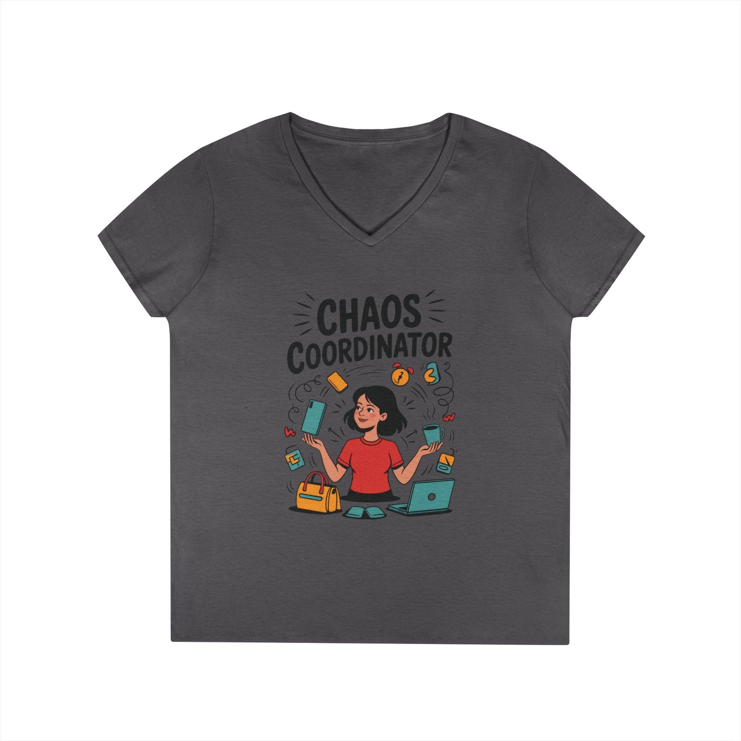 Chaos Coordinator Ladies' V-Neck T-Shirt, Funny Mom Shirt, Multitasking Mom Gift, Busy Mom Life Tee, Cute Mother's Day Gift for Mom