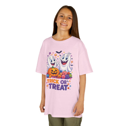 Trick or Treat Kids Halloween T-Shirt, Cute Ghosts Pumpkin Design, Fun Spooky Tee for Boys Girls