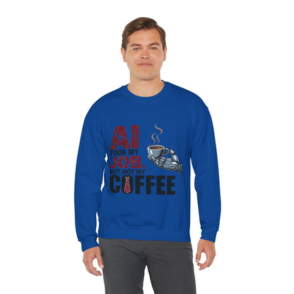 Men's AI Coffee Sweatshirt, Funny Robot Humor Pullover, Geek Sarcastic Job Joke Top, Men's Heavy Blend™ Crewneck Sweatshirt, Office Humor
