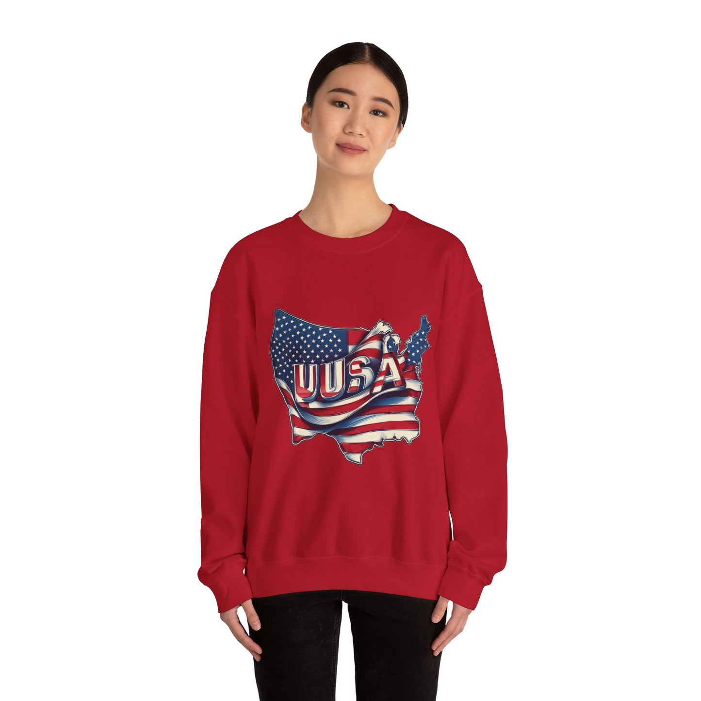 Patriotic USA Crewneck Sweatshirt, Unisex Sweatshirt, American Flag Apparel, Casual Comfort, Great for Independence Day and Holidays