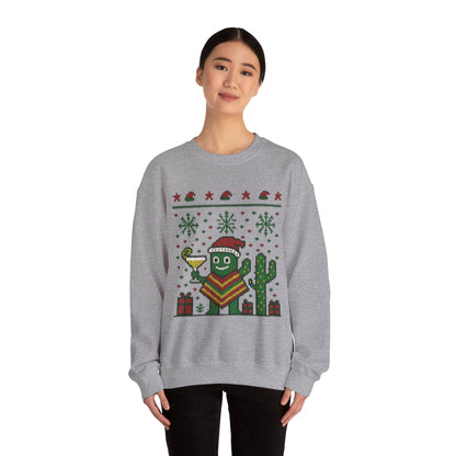 Festive Cactus Christmas Women's Sweatshirt, Funny Santa Hat Holiday Pullover, Women's Heavy Blend™ Crewneck Sweatshirt