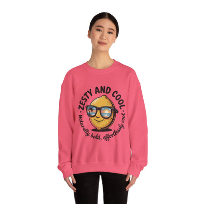 Zesty and Cool Crewneck Sweatshirt, Womens Lemon Sweatshirt for Casual Wear, Trendy Gift, Summer Vibes, Comfortable Apparel