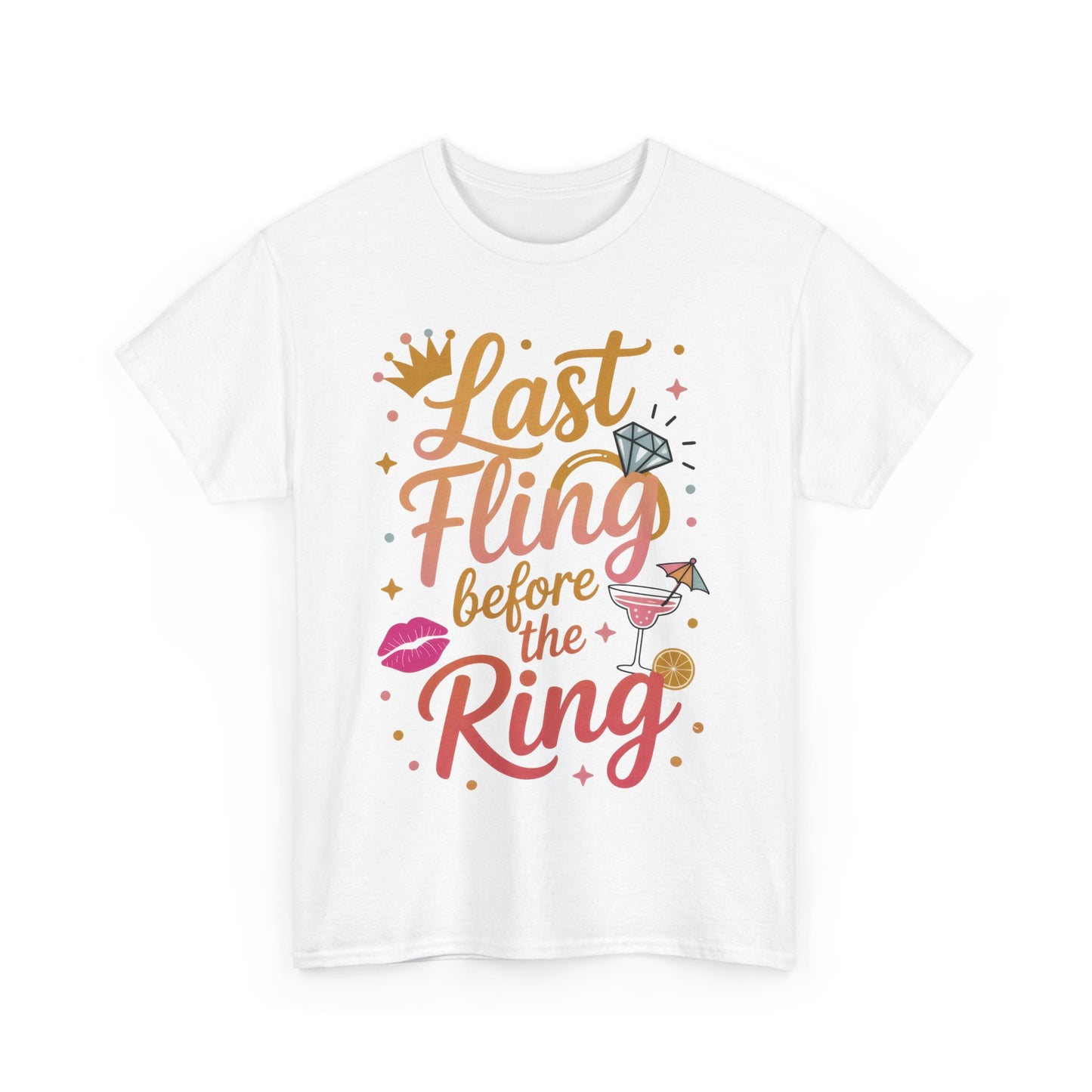 Last Fling Before the Ring T-Shirt, Bachelorette Party Tee, Bridesmaid Wedding Tee, Hen Party Matching Top, Bridal Shower, Bridesmaids Gift