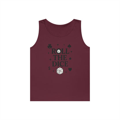 Playful Dice Tank Top, Mens Heavy Cotton Gaming Apparel, Casual Wear, Party Outfit, GYM Lover Gift, Summer Essential