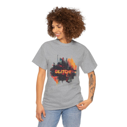 Glitch Art Unisex Heavy Cotton Tee, Trendy Graphic Top, Gift for Tech Lovers, Abstract Street Style Graphic Tee,Techcore Aesthetic Shirt