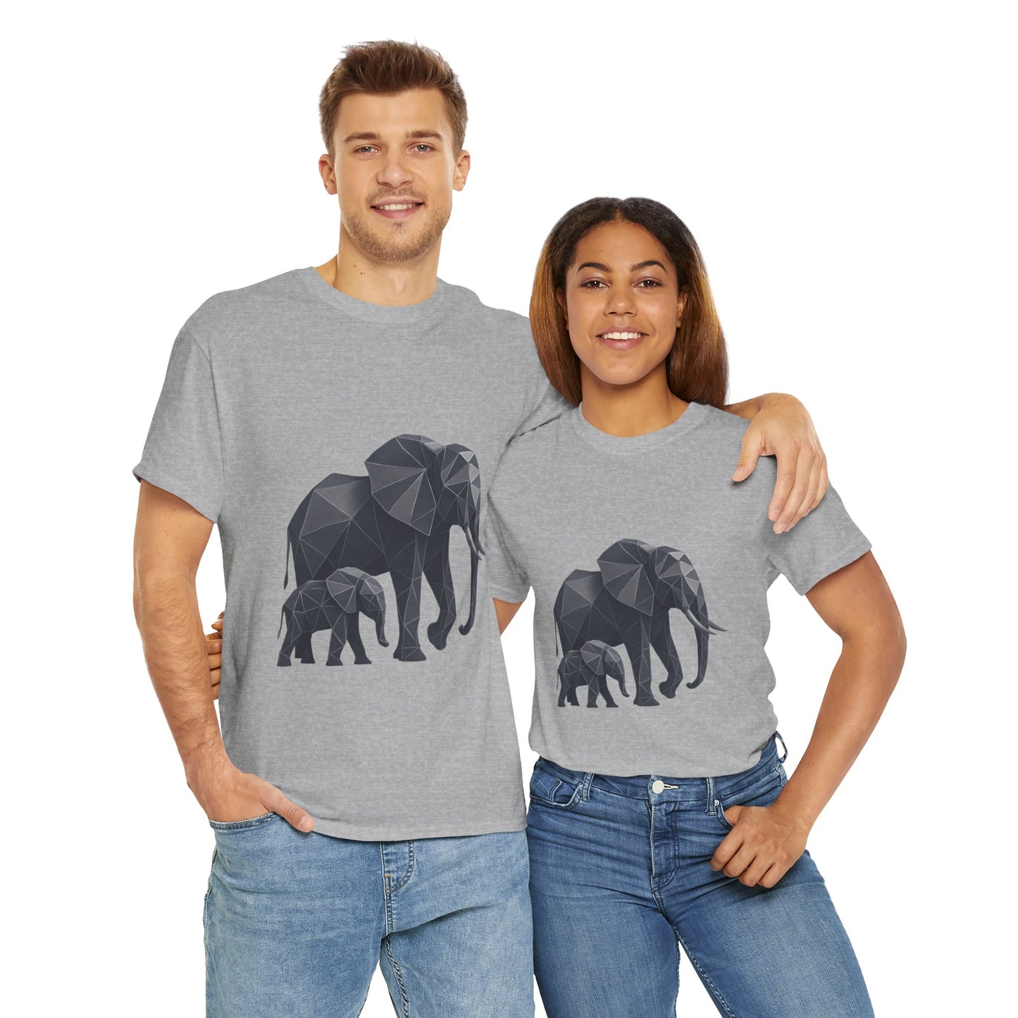 Geometric Elephant Tee - Minimalist Art Shirt, Nature Lover Gift, Animal Print T-Shirt, Unisex Cotton Tee, Eco-Friendly Wear