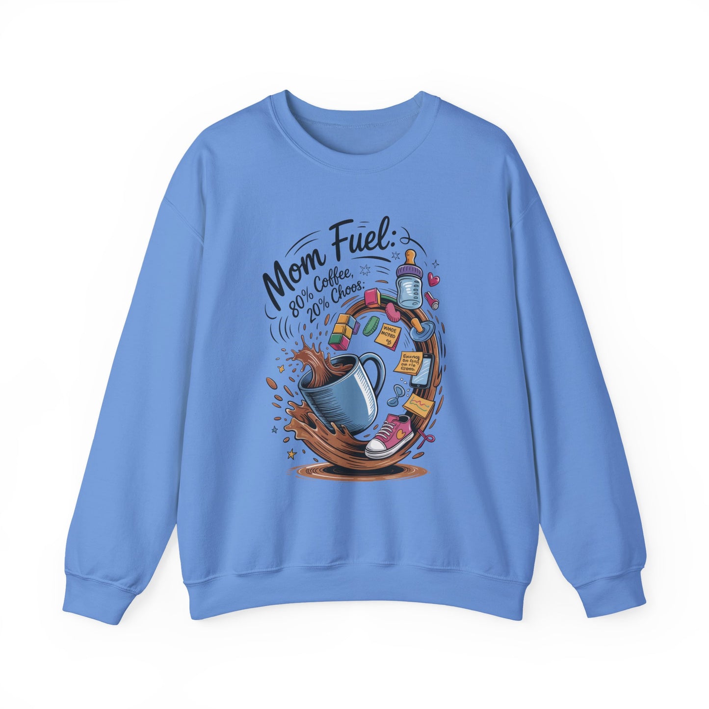 Mom Fuel Unisex Crewneck Sweatshirt, Perfect for Coffee Lovers, Gifts for Moms, Cozy Casual Wear, Funny Graphic Sweatshirt, Mother's Day
