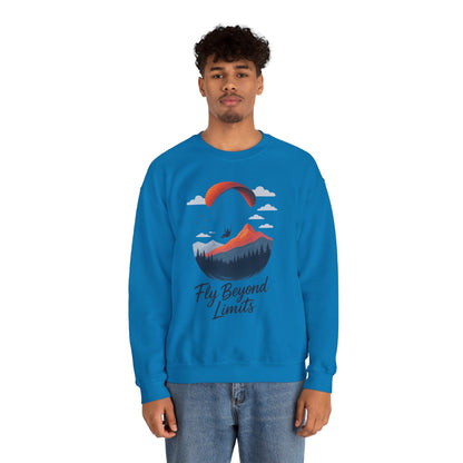 Adventure Inspiration Crewneck Sweatshirt - Fly Beyond Limits, Cozy Outdoor Outfit, Gift for Adventurers, Travel, Motivation Apparel