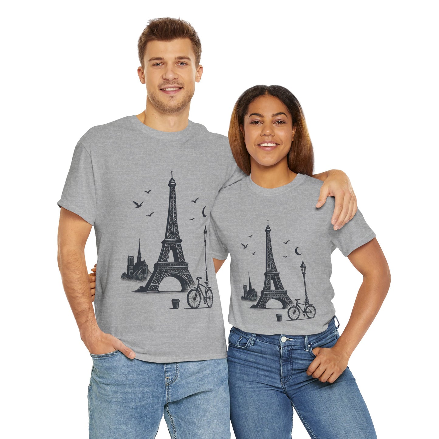 Eiffel Tower Graphic Tee, Parisian Style T-Shirt, Casual Summer Top, Travel Gift, Unisex Cotton Shirt