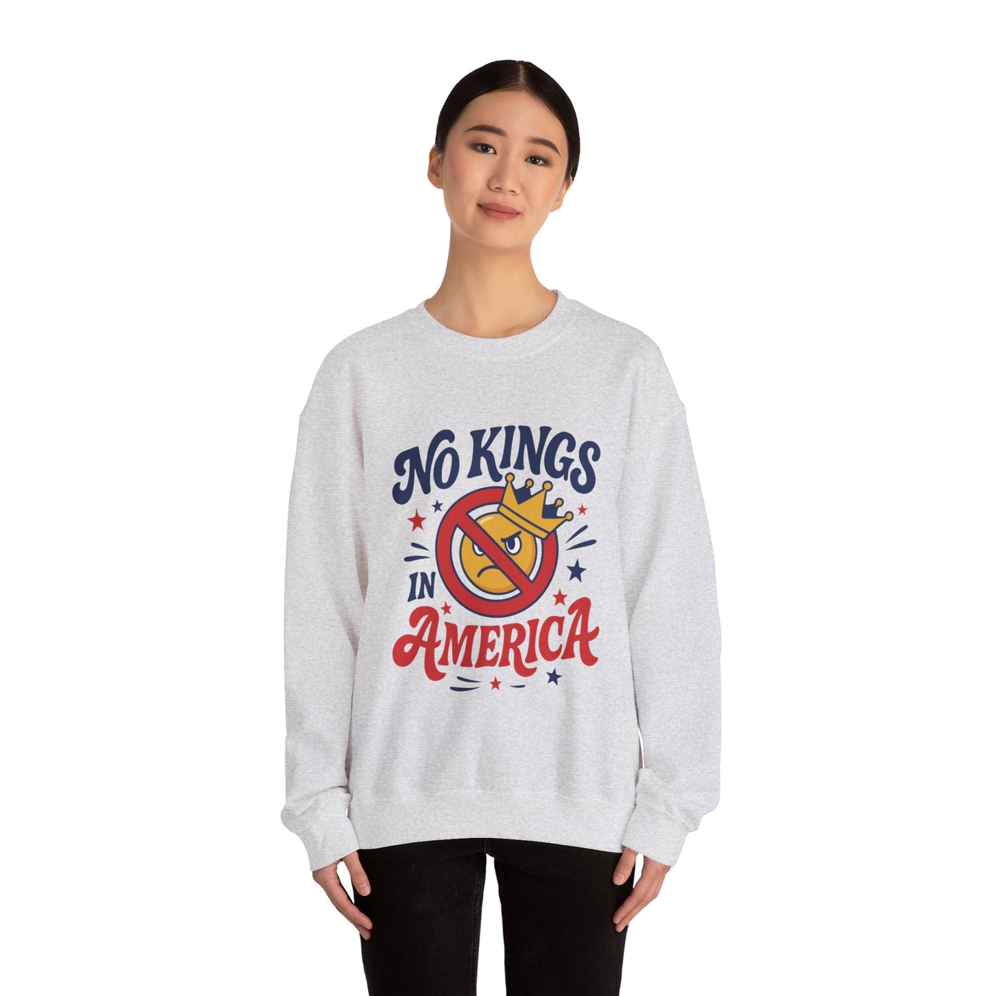 No Kings in America Sweatshirt - Funny Patriotic Anti Monarchy Pullover - USA Independence Sweater, Political Apparel, Gift for Activists
