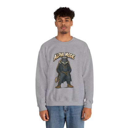 Alpha Mode Wolf Crewneck Sweatshirt, Mens Streetwear Pullover, Hip Hop Savage Wolf Sweater, Alpha Male Graphic Crewneck, Urban Wolf Gift