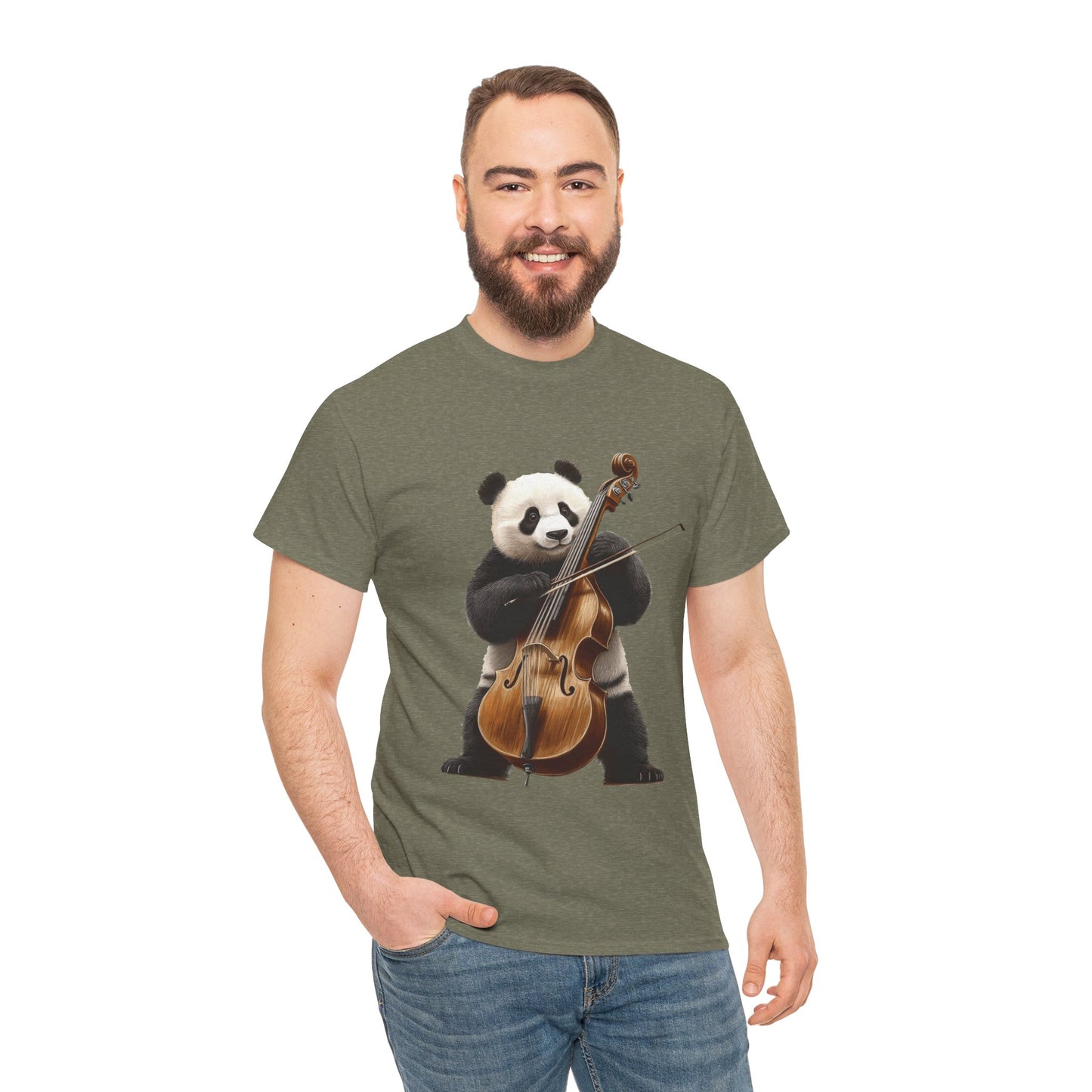 Panda Musician Tee - Cute Animal Graphic Shirt for Music Lovers, Gift for Panda Fans, Unique Concert Outfit, Casual Wear, Cellist Panda