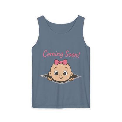Coming Soon Maternity Tank Top, Cute Baby Girl Pregnancy Announcement Shirt, Expecting Mom Gift, Gender Reveal Tee, Baby Shower Gift