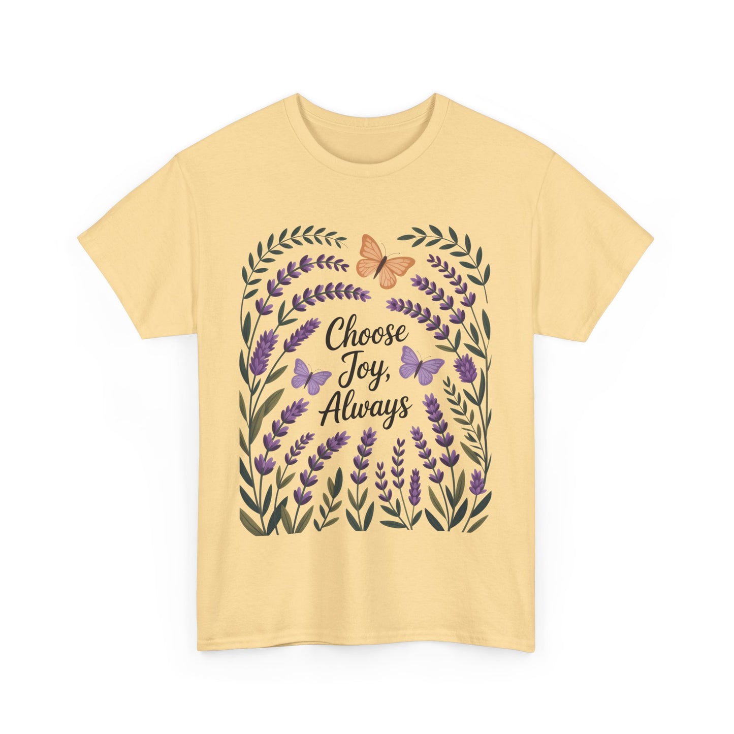 Choose Joy Always Women's Tee, Floral Graphic T-Shirt, Inspirational Gifts, Positive Vibes Apparel, Nature Lover's Gift, Lavender Printed