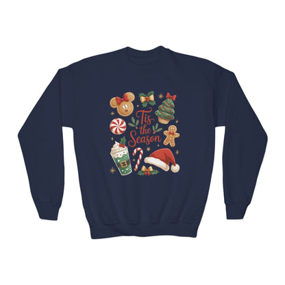 Tis the Season Christmas Sweatshirt for Girls, Cozy Holiday Cookie Jumper, Youth Crewneck Sweatshirt