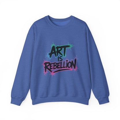 Art Is Rebellion Women's Sweatshirt, Graffiti Graphic Pullover, Bold Rebel Street Art Statement Top, Heavy Blend™ Crewneck Sweatshirt