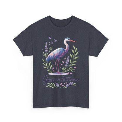 Polygonal Heron Graphic Shirt, Womens Artistic Bird Tee, Nature-Inspired Minimalist Design, Geometric Crane Tee, Bird Lovers Gift