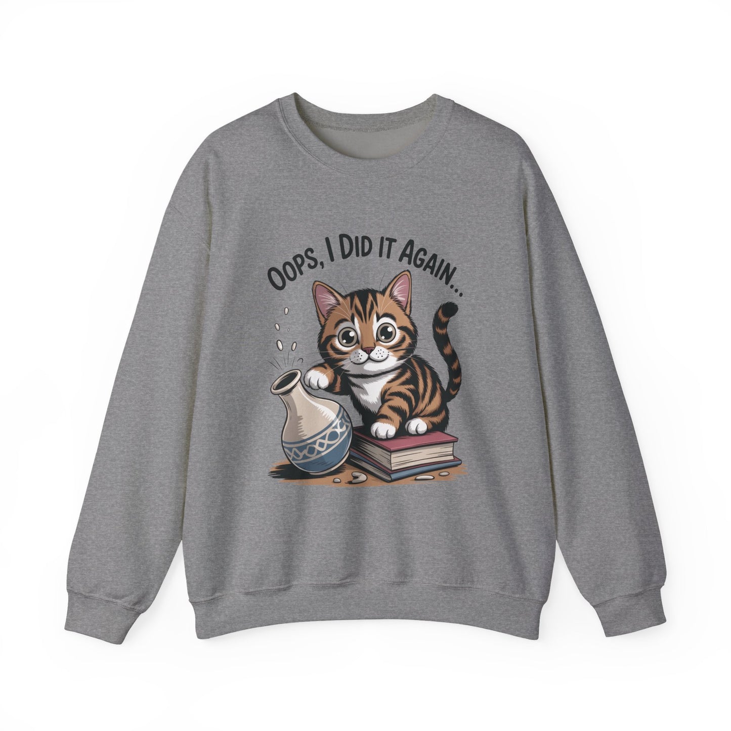 Cute Cat Oops! I Did It Again Sweatshirt, Funny Pet Lover Gift, Cozy Crewneck for Cat Moms, Purrfect for Birthdays, Casual Wear
