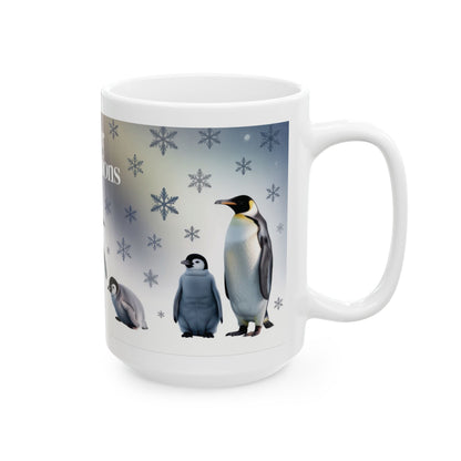 Cozy Penguin Winter Mug 15oz, Holiday Gift for Animal Lovers, Winter Decor, Hot Cocoa, Coffee Lover's Present, Penguin Enthusiast