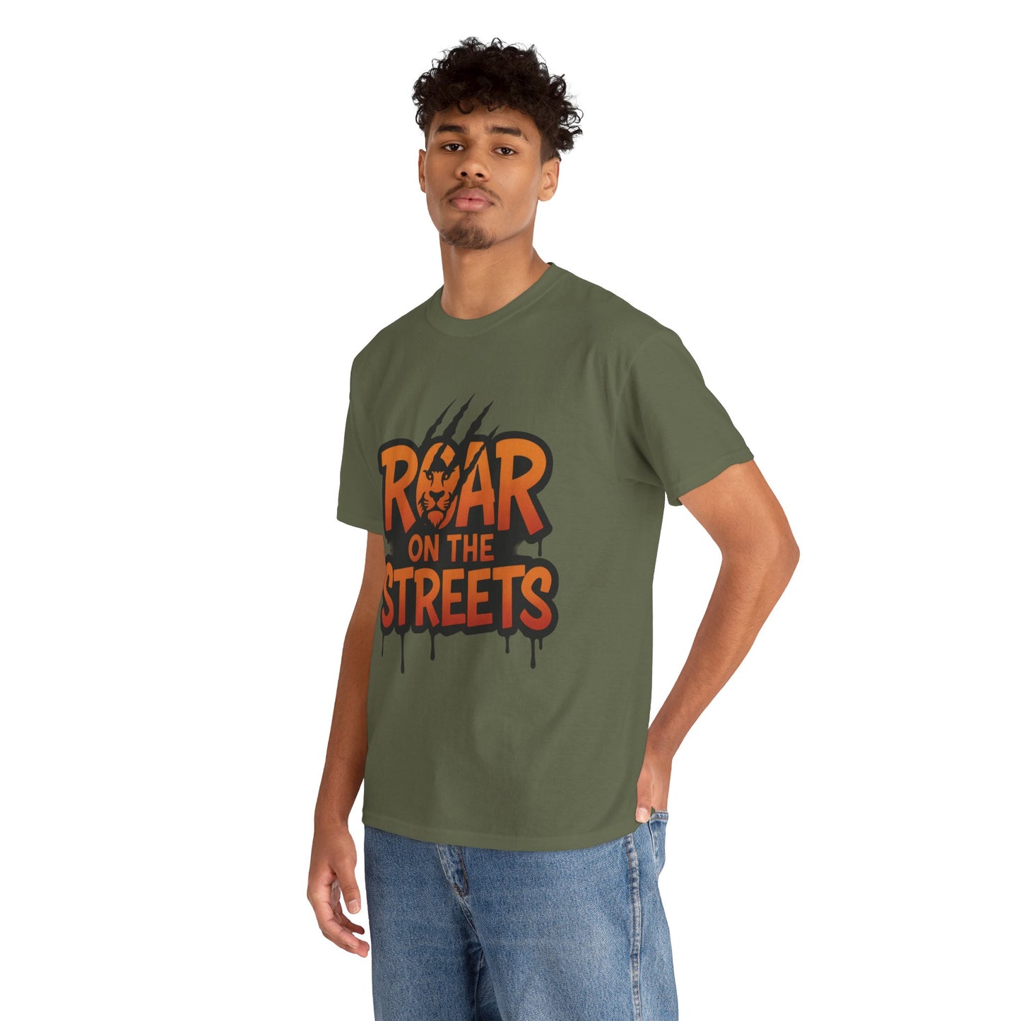 Roar on the Streets Lion Graphic Mens Urban T-Shirt, Lion Shirt