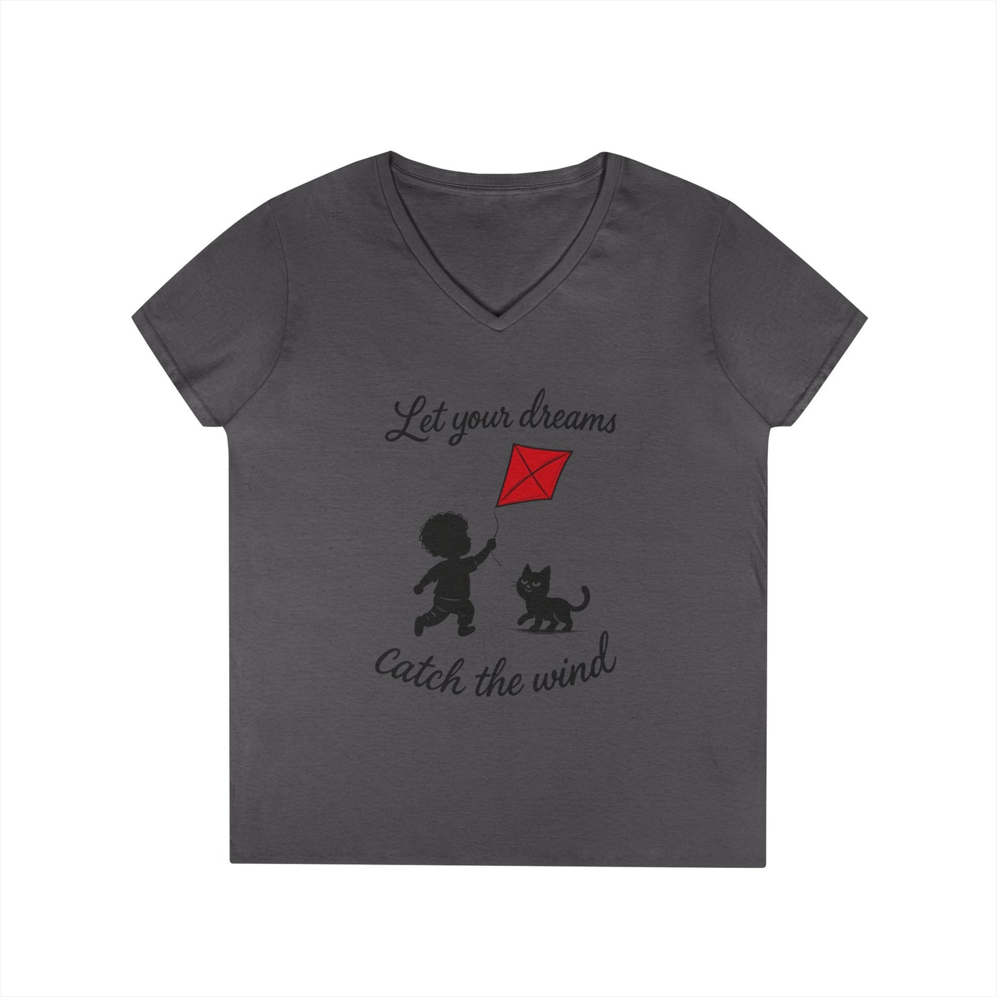 Cat Lover Girls' V-Neck T-Shirt, Gift for Birthday, Cat Lover T-Shirt, Cat Mom Gift, Gift for Kids and Animal Lovers